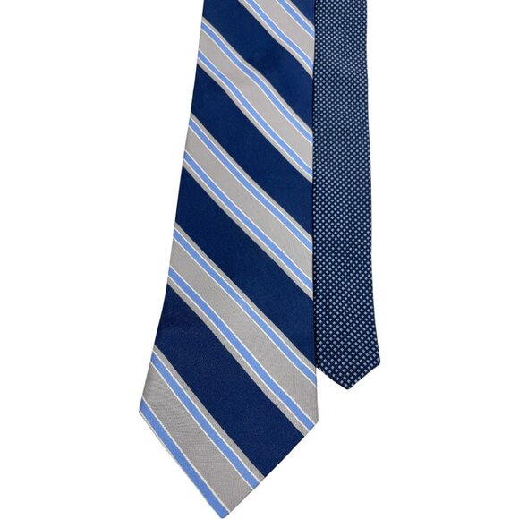 Tommy Hilfiger Silk Tie Blue Gray Stripe Repp Vintage 90's - Picture 1 of 6
